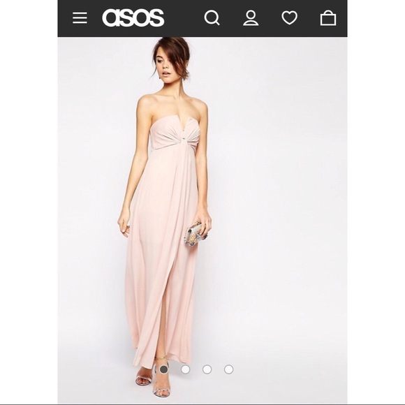 pink bandeau maxi dress
